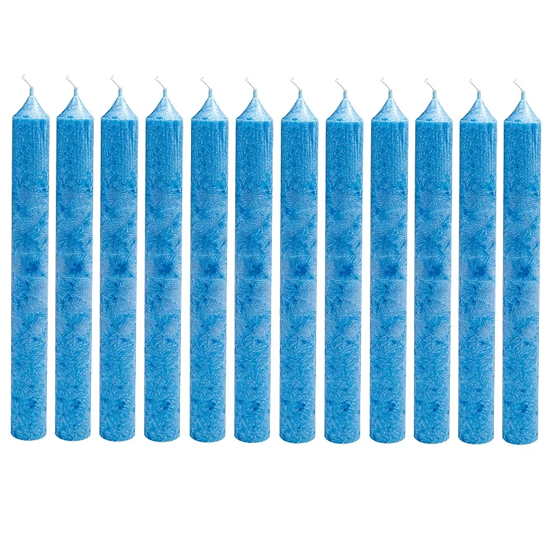 12 Bougies chandeliers bleues ciel en stéarine BIO 2 x 20 cm - Blue
