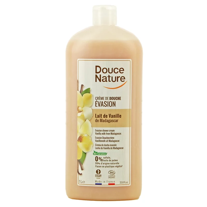 Crème de douche évasion BIO lait de vanille - 1l - Douce Nature