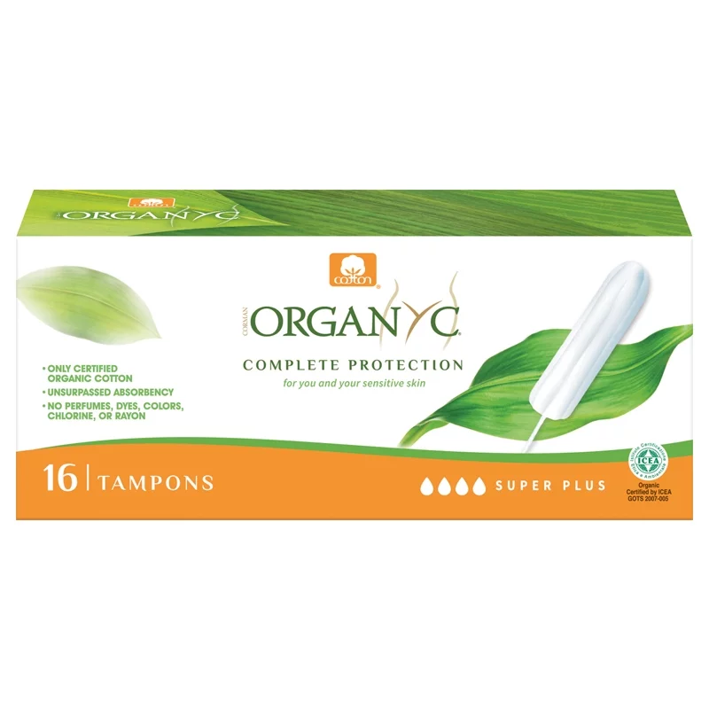 Tampons super plus sans applicateur BIO flux fort - 16 pièces - Organyc﻿