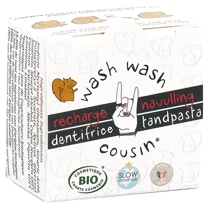 Nachfüllpackung feste BIO-Zahnpasta Pfefferminze - 10g - Wash Wash Cousin
