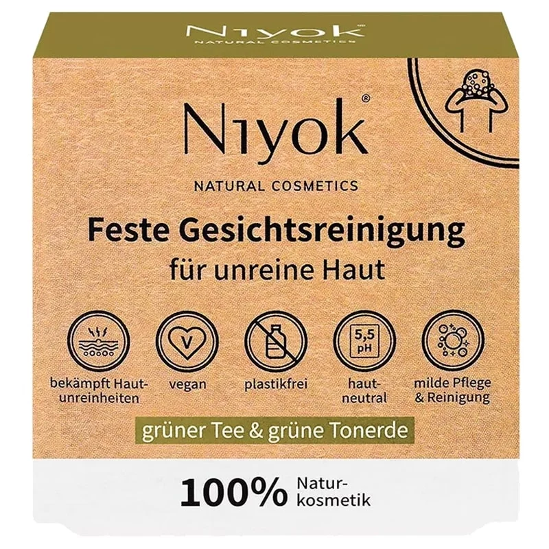 Nettoyant visage solide peau impure naturel thé vert - 80g - Niyok