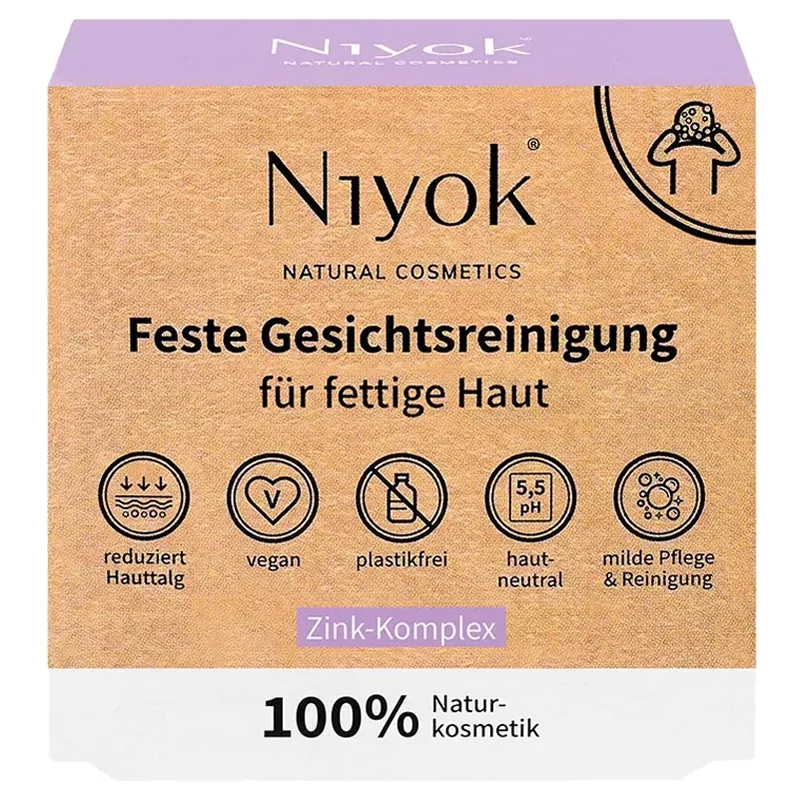 Natürlicher fester Gesichtreiniger fettige Haut Zink - 80g - Niyok