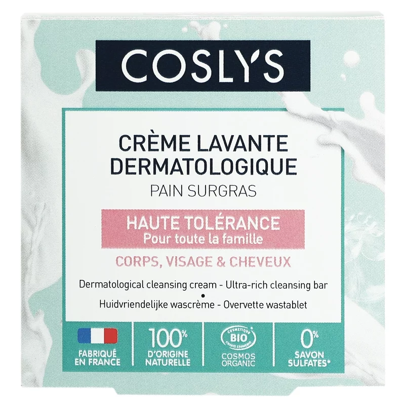 Crème lavante dermatologique pain surgras solide BIO - 85ml - Coslys Crème lavante dermatologique pain surgras solide BIO - 85ml - Coslys
