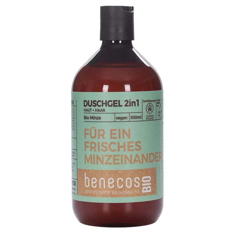 Gel douche peau & cheveux 2 en 1 BIO menthe - 500ml - Benecos