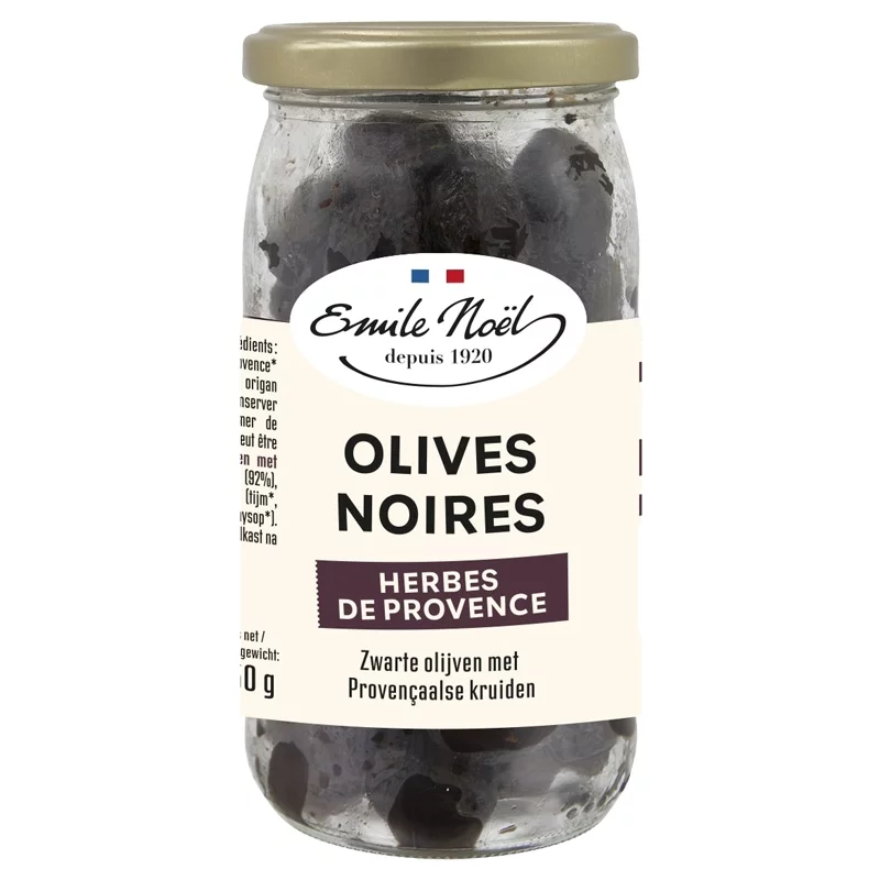 Olives noires aux herbes de Provence BIO - 250g - Emile Noël Olives noires aux herbes de Provence BIO - 250g - Emile Noël