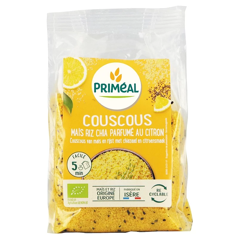 Couscous maïs, riz & chia parfumé au citron BIO - 300g - Priméal