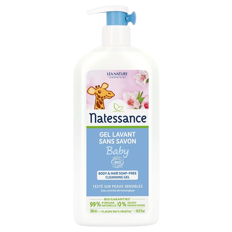 Gel lavant corps & cheveux bébé BIO camomille - 500ml - Natessance