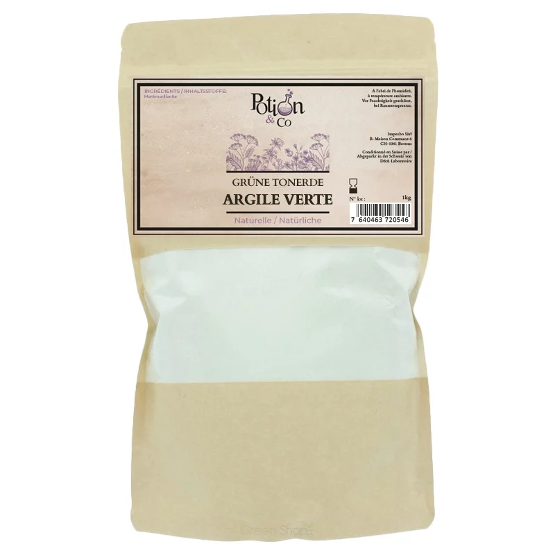 Argile verte surfine - 1kg - Potion & Co