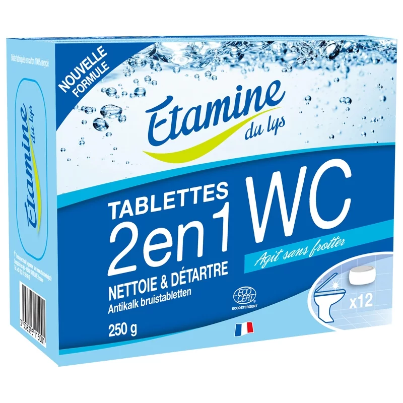Ökologische WC Tabs 2 in 1 ohne Duft - 12 Tabletten - Etamine du Lys