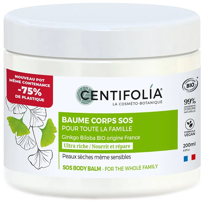 Baume corps SOS famille BIO ginkgo biloba - 200ml - Centifolia