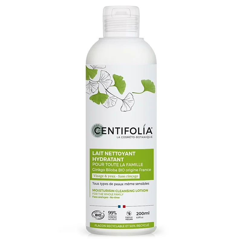 Lait nettoyant hydratant famille BIO ginkgo biloba - 200ml - Centifolia