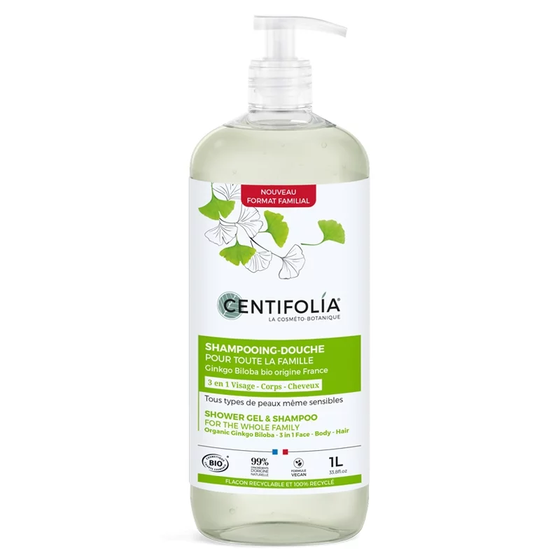 Shampooing douche famille BIO ginkgo biloba - 1l - Centifolia