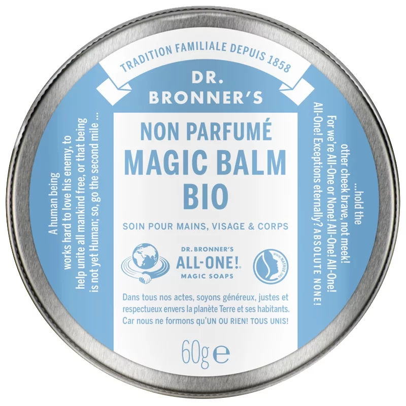 Baume magique mains, visage & corps BIO sans parfum - 60g - Dr. Bronner's