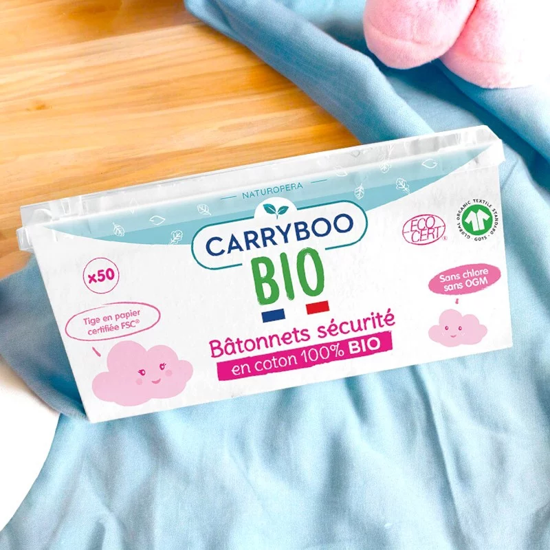 Bâtonnets sécurité en coton BIO - 50 pièces - Carryboo