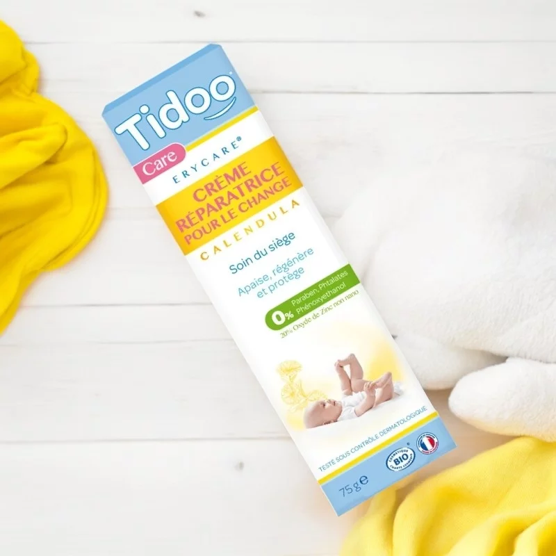 Crème réparatrice pour le change bébé BIO calendula - 75g - Tidoo