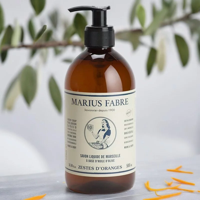 Savon liquide de Marseille aux zestes d'oranges - 500ml - Marius Fabre