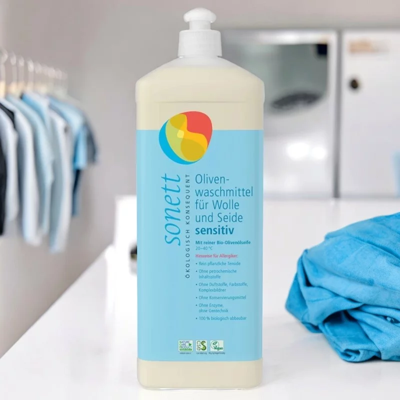 Lessive liquide laine & soie sensitive sans parfum ECO - 1l - Sonett﻿