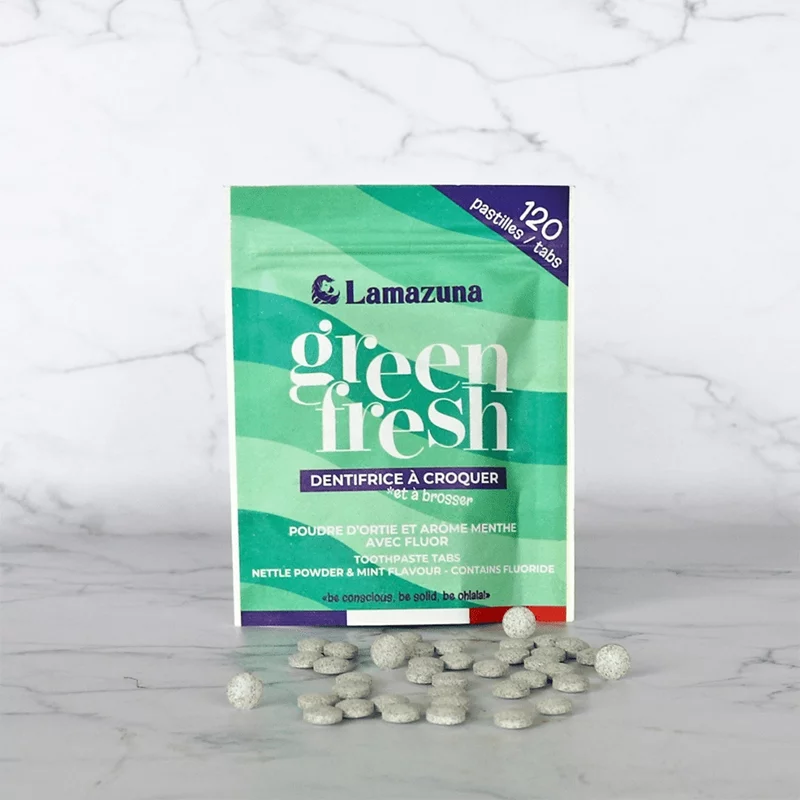 Dentifrice à croquer BIO ortie & menthe avec fluor - 120 pcs - Lamazuna