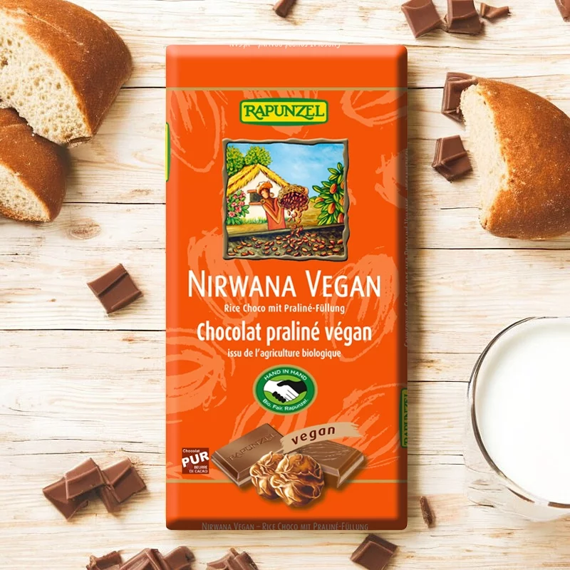 Nirwana vegane Rice Choco mit Praliné-Füllung BIO - 100g - Rapunzel