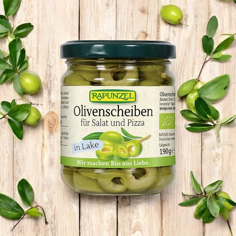 Rondelles d'olives pour salades et pizzas en saumure BIO - 190g - Rapunzel