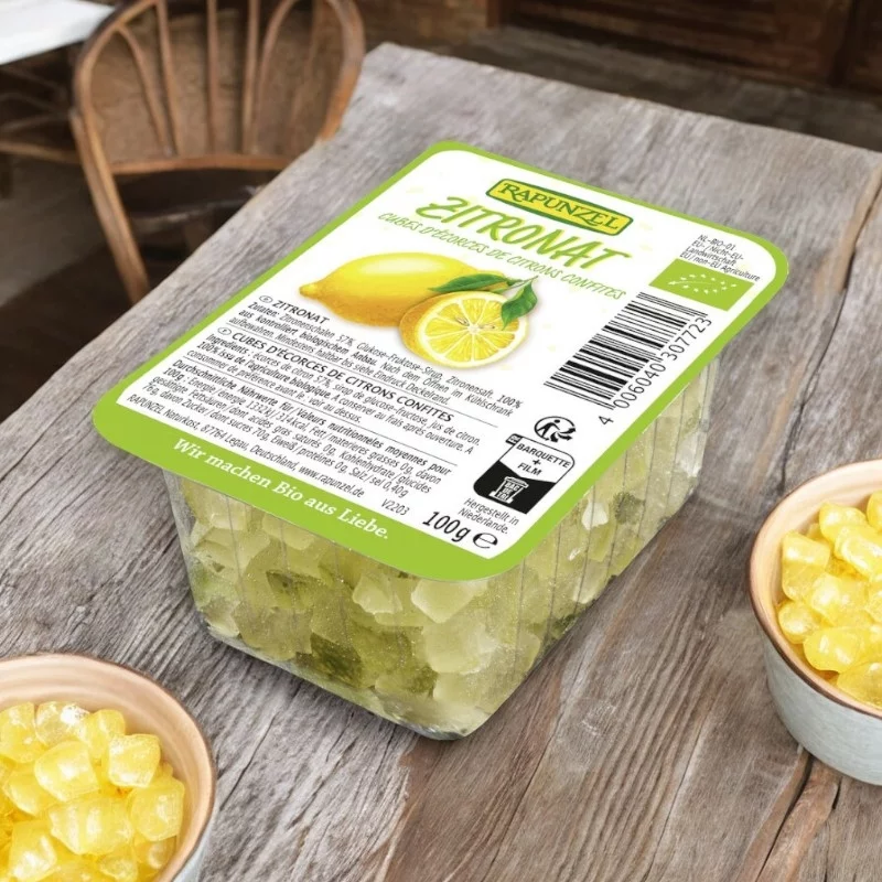 Zitronat ohne Weisszucker & gewürfelt BIO - 100g - Rapunzel