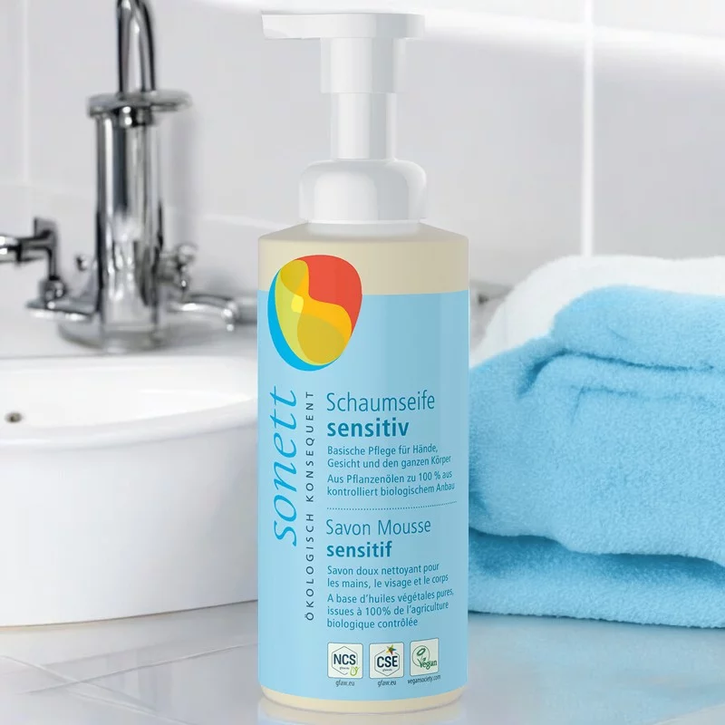 Flüssigseife für Hände, Gesicht & Körper sensitiv Öko - 200ml - Sonett﻿