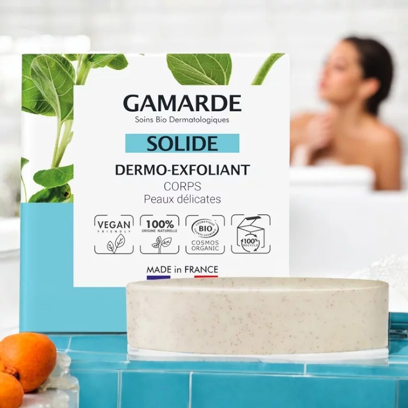 Dermo-gommant solide corps BIO abricot & perlite Gamarde 93ml