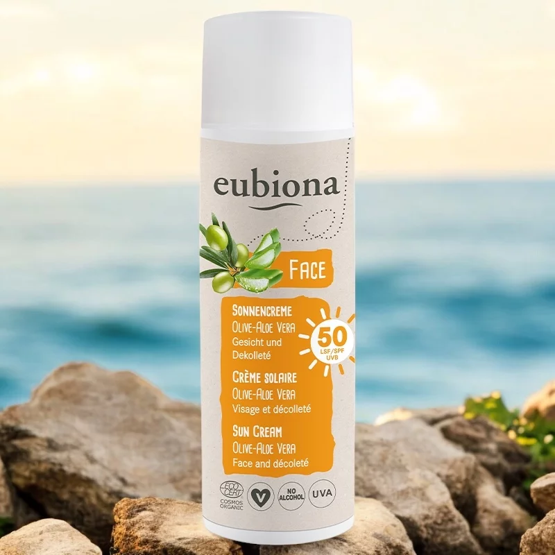 Sonnencreme BIO Gesicht & Dekolleté LSF 50 Olive & Aloe Vera - 50ml - Eubiona