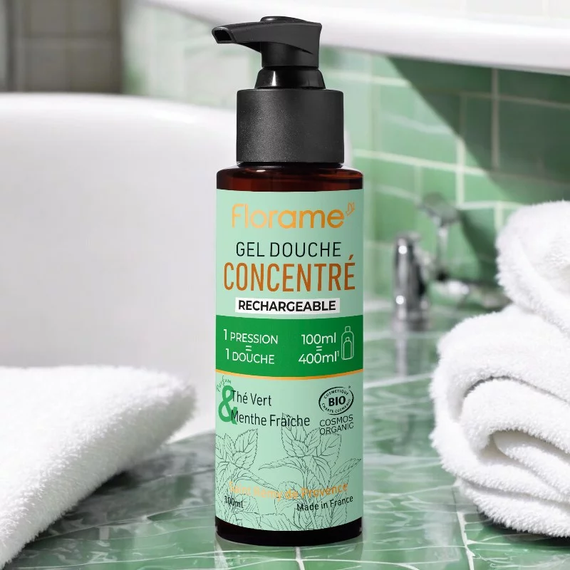 Duschgel konzentriert Grüntee & Frische Minze BIO - 100ml - Florame