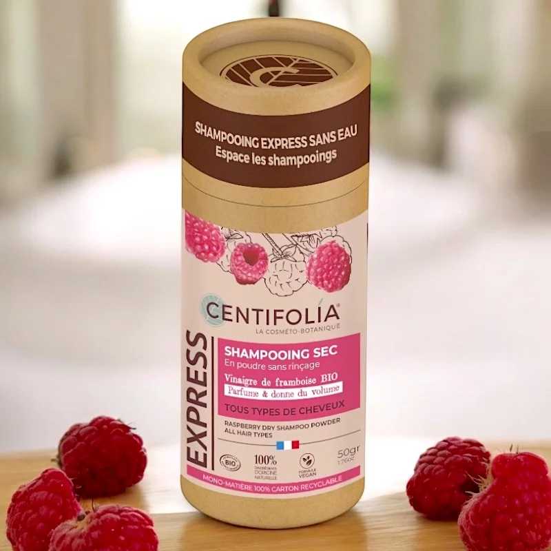 Trockenshampoo Pulver ohne Ausspülen Himbeere BIO - 50g - Centifolia
