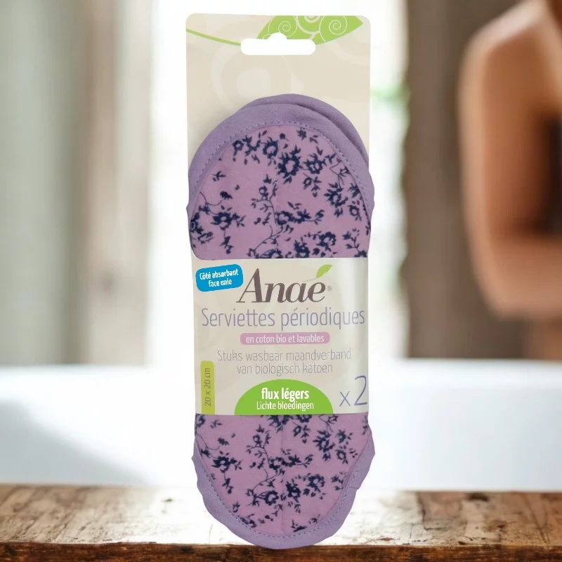 2 Waschbare BIO-Damenbinden Millefleur Mini für leichte Blutungen - Anaé