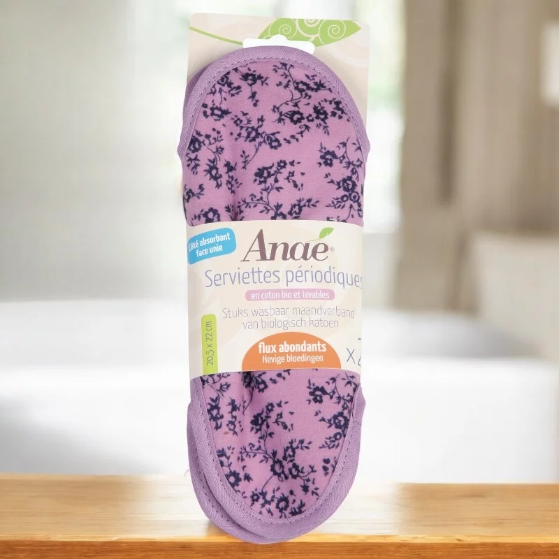 2 Waschbare BIO-Damenbinden Millefleur Maxi für starke Blutungen - Anaé