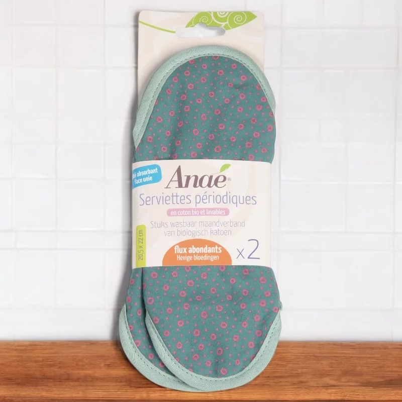 2 Waschbare BIO-Damenbinden Cercles Maxi für starke Blutungen - Anaé