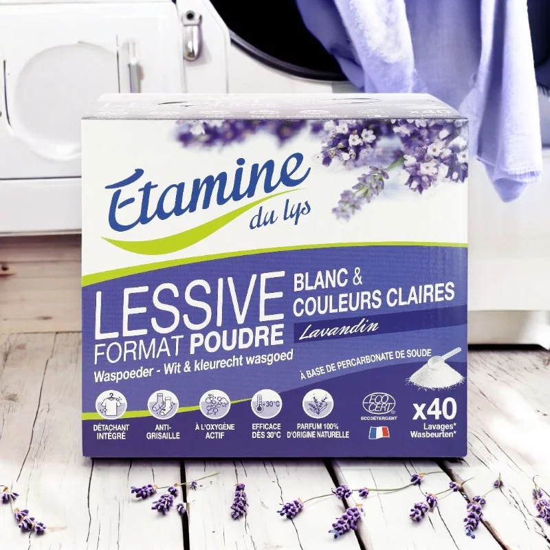 Lessive poudre blanc & couleurs claires éco lavandin - 2kg - Etamine du Lys