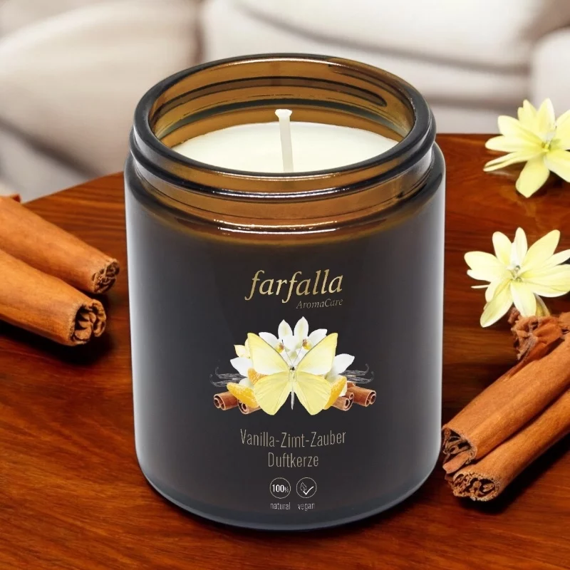 Aroma-Duftkerze Vanilla-Zimt-Zauber - 160g - Farfalla