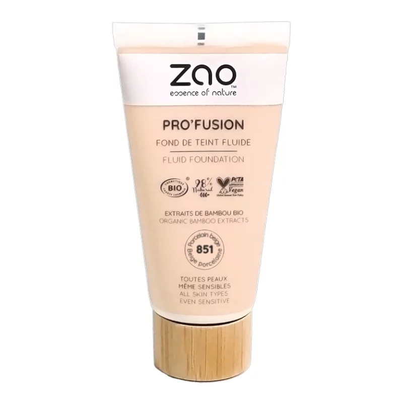 Flüssige Foundation Porzellanbeige N°851 BIO - 30ml - Zao