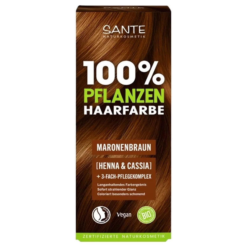 Pflanzliche Haarfärbepulver Maronenbraun BIO - 100g - Sante