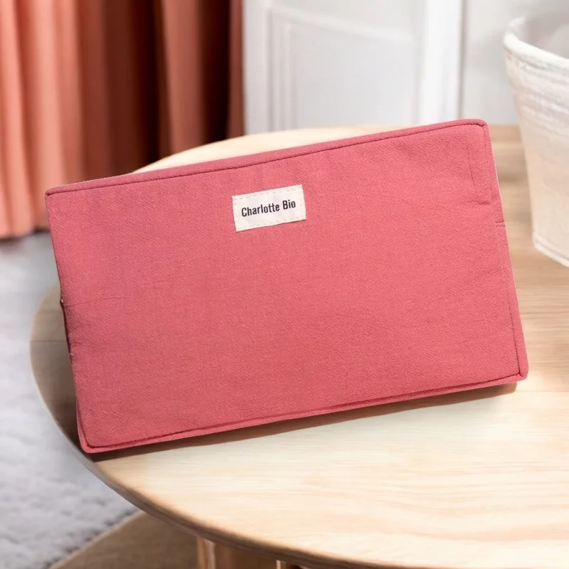 Trousse de maquillage grand format en coton rose Charlotte Bio