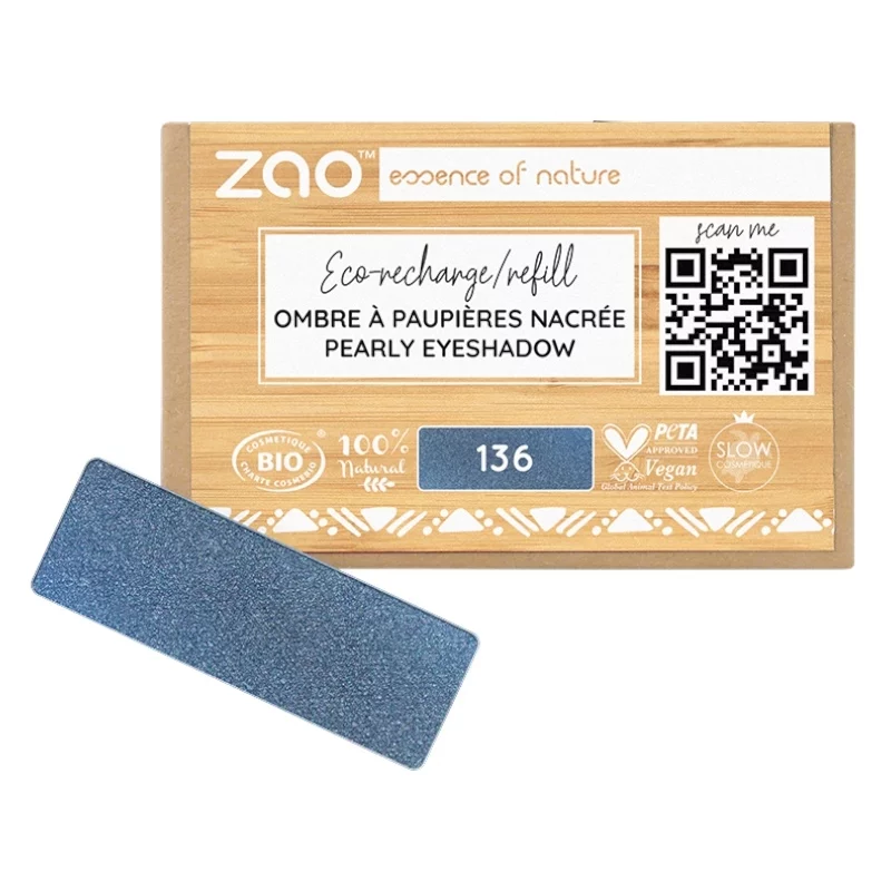 Ombre à paupières nacrée Bleu nuit N°136 BIO (Recharge) - 1,3g - Zao