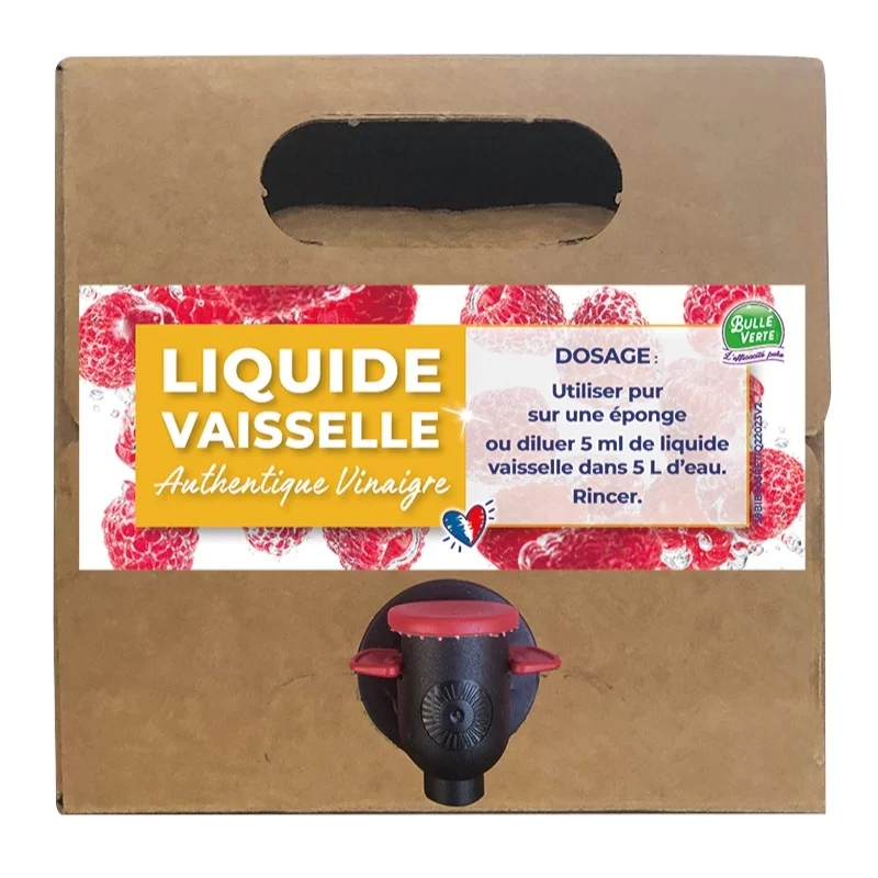 Liquide vaisselle vinaigre & framboise ECO - 3l - Bulle Verte