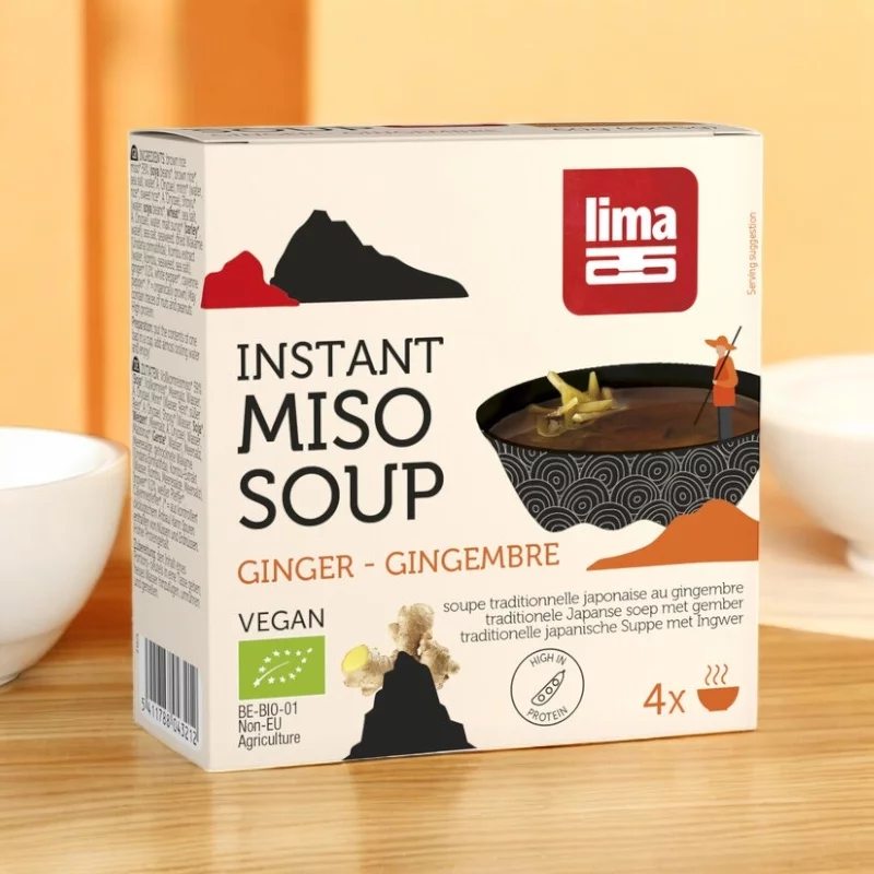 Soupe traditionnelle japonnaise au miso & gingembre BIO - 4x15g - Lima
