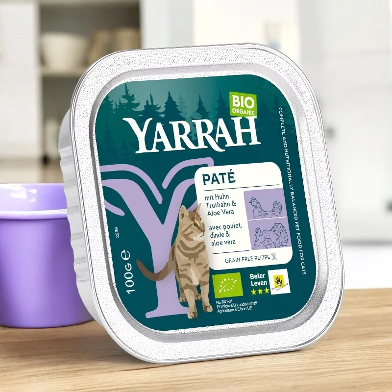 Poulet- & Truthahnpastete mit Aloe Vera für Katzen BIO - 100g - Yarrah