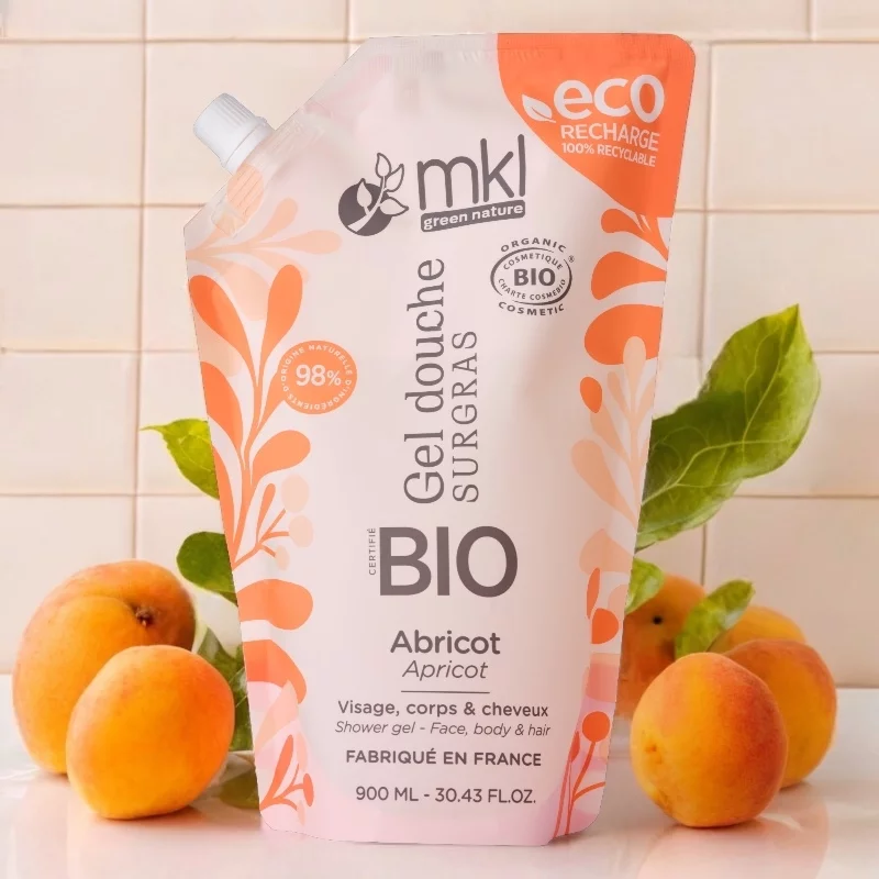 Recharge Gel douche BIO abricot - 900ml - MKL Green Nature