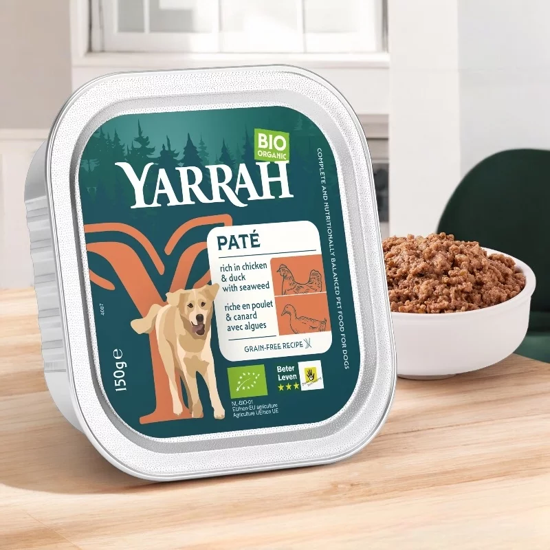 Pâté poulet & canard avec algues marines pour chien BIO - 150g - Yarrah