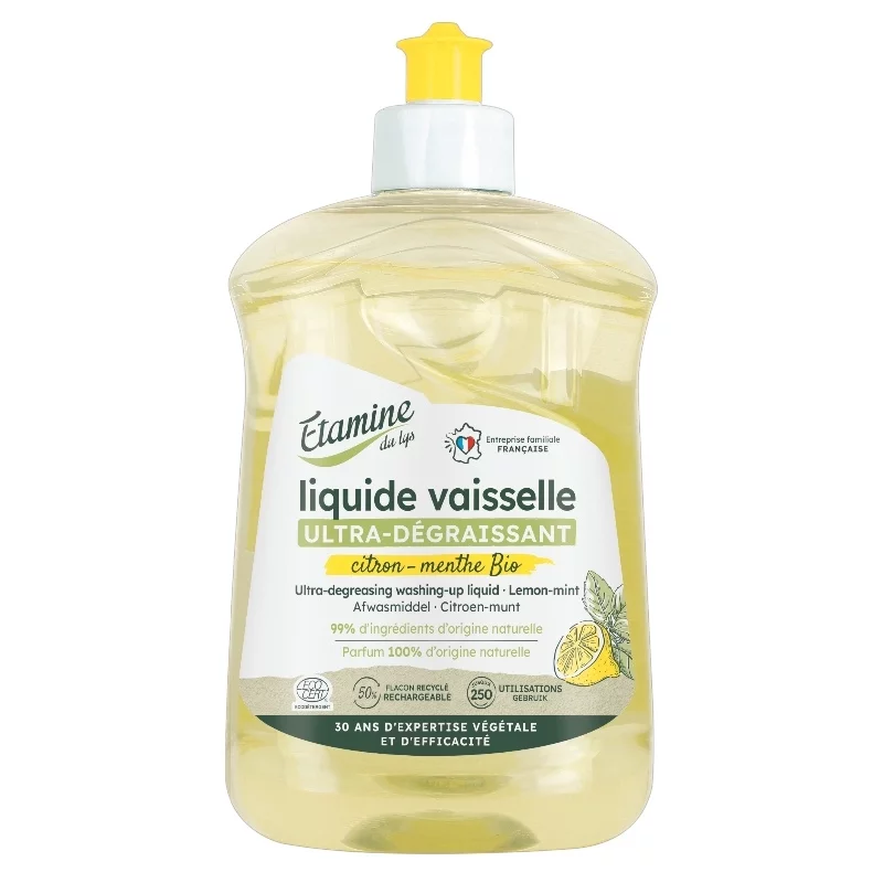 Liquide vaisselle ultra-dégraissant citron & menthe - 500ml - Etamine du Lys