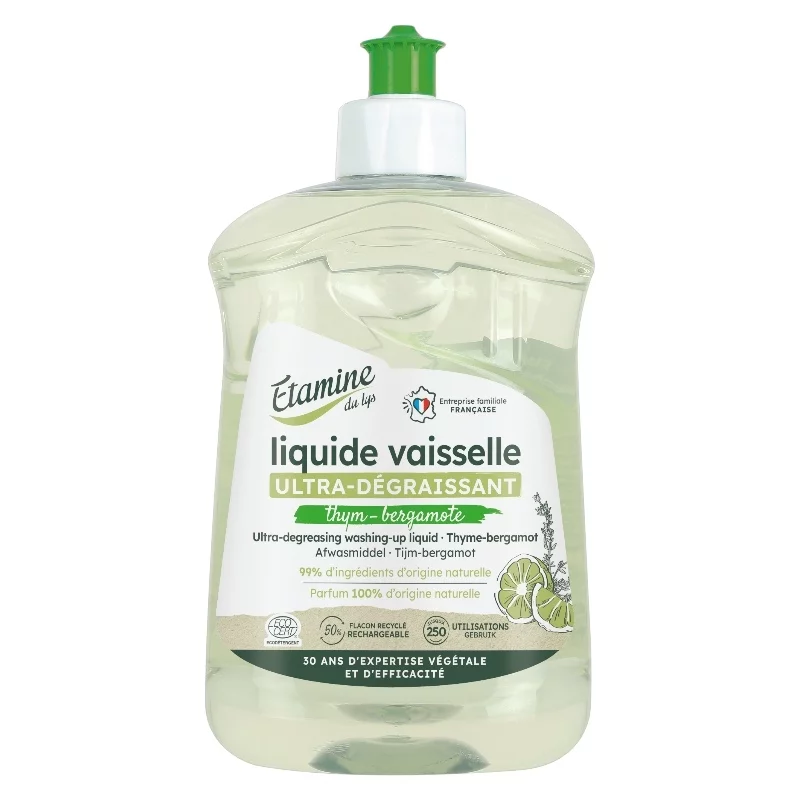 Liquide vaisselle ultra-dégraissant thym & bergamote - 500ml - Etamine du Lys