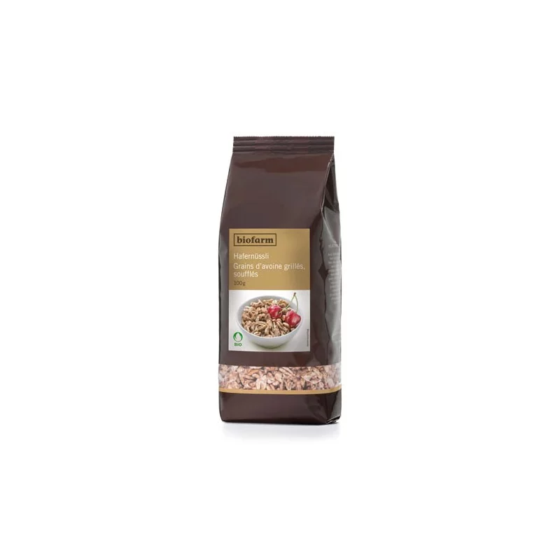 Grains d'avoine grillés & soufflés BIO - 100g - Biofarm Grains d'avoine grillés & soufflés BIO - 100g - Biofarm